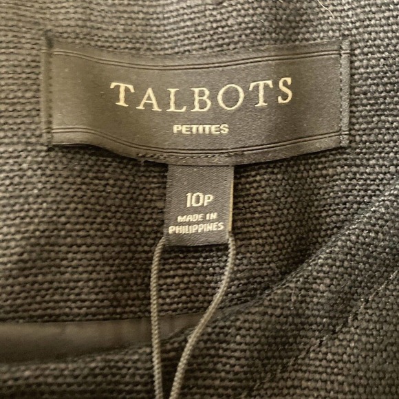 Talbots Blazer‎ Womens 10P Linen Black Collarless 4 Button Front Lightweight - Picture 6 of 9